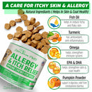 Dog Allergy Relief & Anti Itch Chews - Soothes Itchy Skin, Paws, Ears & Allergies - 120 Chews
