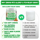 Dog Allergy Relief & Anti Itch Chews - Soothes Itchy Skin, Paws, Ears & Allergies - 120 Chews