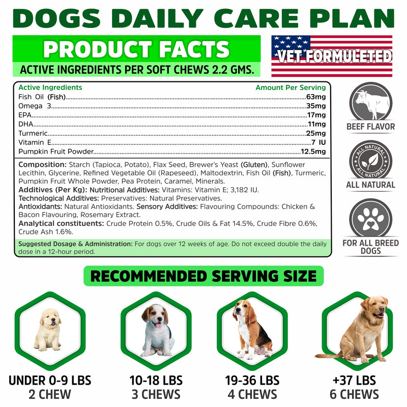 Dog Allergy Relief & Anti Itch Chews - Soothes Itchy Skin, Paws, Ears & Allergies - 120 Chews